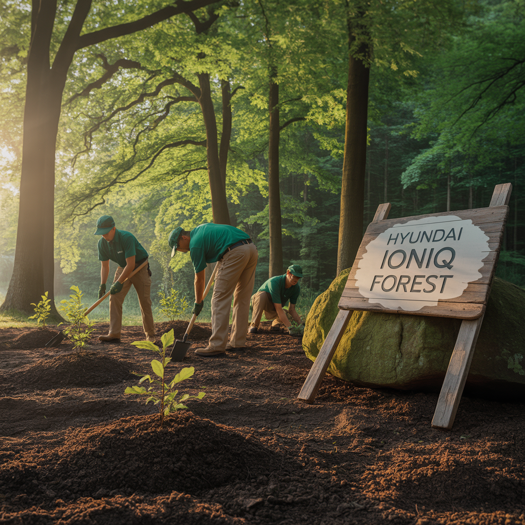 Hyundai IONIQ Forest saplings being planted as part of global reforestation efforts