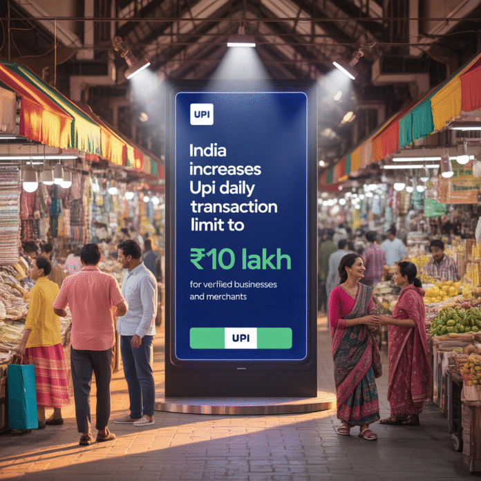 mKwBNuYcjZ8089nPUql9i India Increases UPI Daily Transaction Limit to ₹10 Lakh for Verified Businesses and Merchants