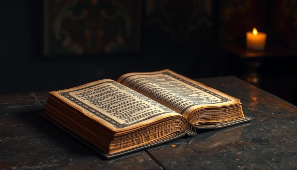 A grand ancient manuscript, the Rigveda, rests upon a weathered table, its aged pages gently illuminated by soft, warm lighting. The cover is adorned with intricate designs, hinting at the profound spiritual wisdom contained within. The background is shrouded in a contemplative, reverent atmosphere, with a sense of timelessness and cultural significance. The composition is balanced, with the manuscript as the focal point, inviting the viewer to delve into the oldest and most revered of the Vedic texts that have shaped India's spiritual heritage. A grand ancient manuscript, the Rigveda, rests upon a weathered table, its aged pages gently illuminated by soft, warm lighting. The cover is adorned with intricate designs, hinting at the profound spiritual wisdom contained within. The background is shrouded in a contemplative, reverent atmosphere, with a sense of timelessness and cultural significance. The composition is balanced, with the manuscript as the focal point, inviting the viewer to delve into the oldest and most revered of the Vedic texts that have shaped India's spiritual heritage.