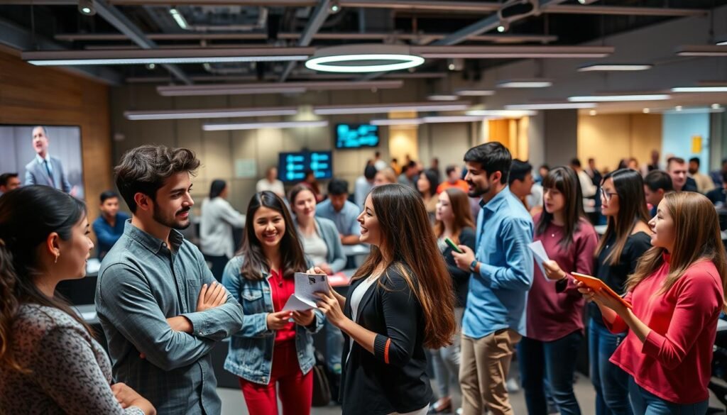 A vibrant, dynamic scene of MAKAUT's entrepreneurship programs. In the foreground, young founders pitch their innovative ideas to a panel of industry experts, their faces lit by the warm glow of studio lighting. In the middle ground, students engage in animated discussions, exchanging business plans and prototypes. The background showcases modern, tech-infused lecture halls and collaborative workspaces, conveying the university's commitment to nurturing the next generation of tech entrepreneurs. The overall atmosphere is one of energy, creativity, and a sense of boundless potential, reflecting the transformative power of MAKAUT's entrepreneurship initiatives. A vibrant, dynamic scene of MAKAUT's entrepreneurship programs. In the foreground, young founders pitch their innovative ideas to a panel of industry experts, their faces lit by the warm glow of studio lighting. In the middle ground, students engage in animated discussions, exchanging business plans and prototypes. The background showcases modern, tech-infused lecture halls and collaborative workspaces, conveying the university's commitment to nurturing the next generation of tech entrepreneurs. The overall atmosphere is one of energy, creativity, and a sense of boundless potential, reflecting the transformative power of MAKAUT's entrepreneurship initiatives.