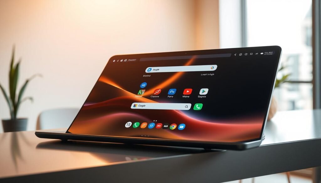 Ulaa browser, a sleek and innovative digital companion, showcases a captivating interplay of form and function. Set against a backdrop of a minimalist, well-lit office interior, the browser's fluid interface shines, with crisp icons and a dynamic layout that seamlessly guides the user through a refined browsing experience. Subtle reflections on the glossy display add depth and a sense of elegance, while the warm, natural lighting creates a comfortable, productivity-enhancing atmosphere. The browser's advanced features, such as seamless tab management and a powerful search engine, are subtly hinted at through the intuitive on-screen interactions, inviting the viewer to imagine the browser's transformative capabilities.