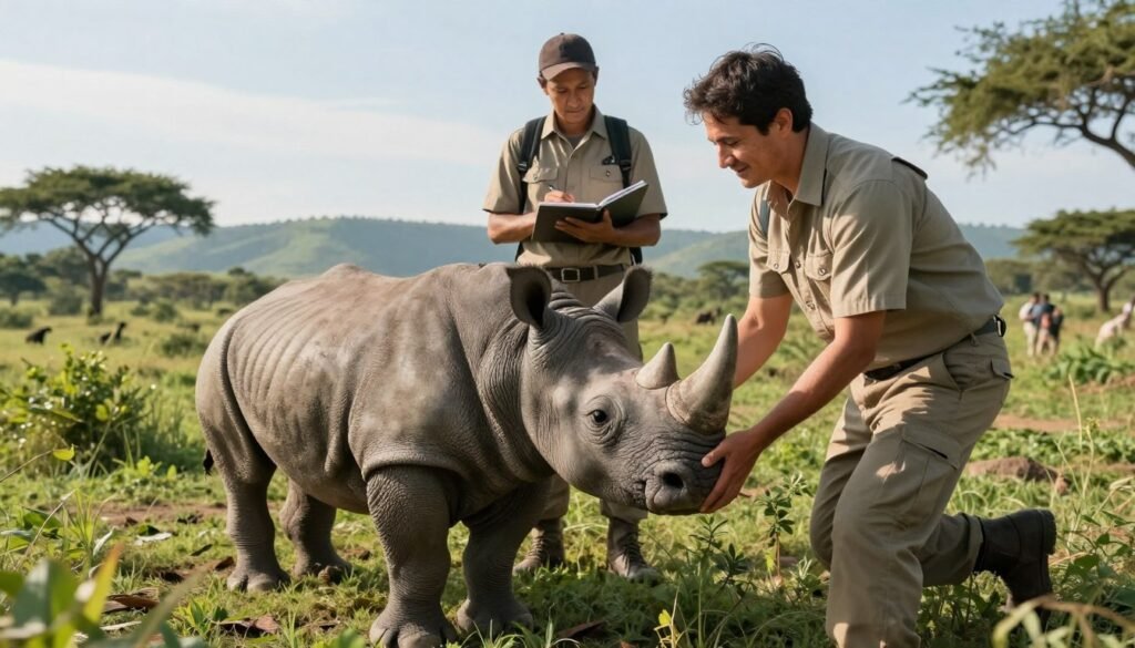 conservationists caring for one-horned rhinos conservationists caring for one-horned rhinos