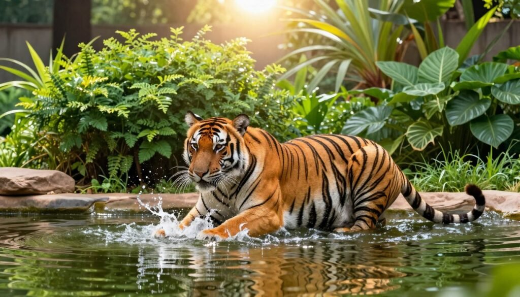 Tiger Cooling Off at Kanpur Zoo